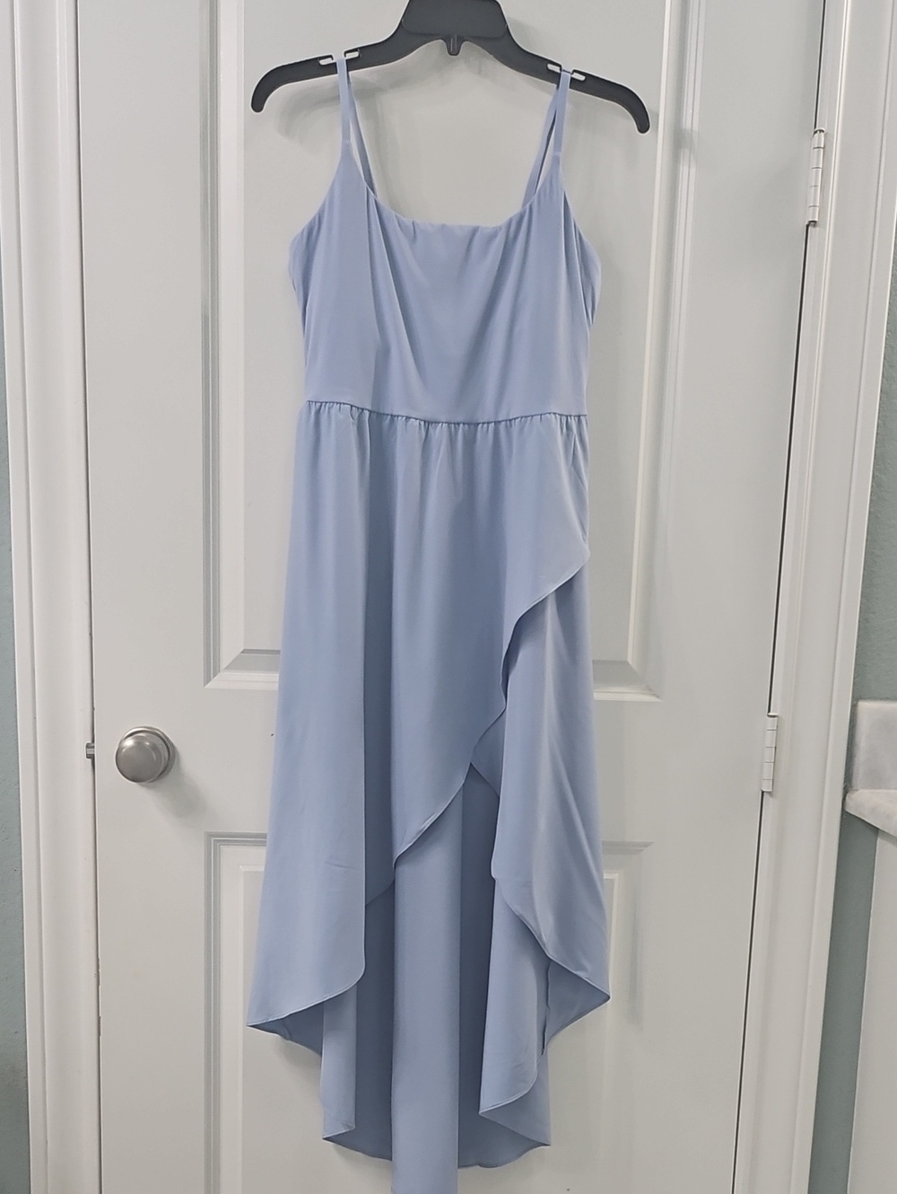 HALARA Powder Blue High-Low Spaghetti Strap Dress